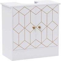 White MDF Under Sink Bathroom Cabinet - Adjustable Shelf, Open Storage, Modern Style