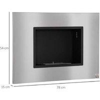 Wall-Mounted Bioethanol Fireplace - Stainless Steel, Silver, 1.5L Tank - Modern Clean-Burning Heater