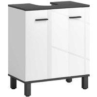 High Gloss White Under Sink Bathroom Cabinet - Adjustable Shelf, Modern Storage Unit
