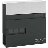 Lockable Metal Wall Post Box - Charcoal Grey, Weatherproof, A4 Capacity