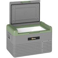 30L Portable Camping Car Refrigerator - Insulated, Lightweight, Dual Power, Green/Grey