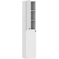Tall Wall Bathroom Cabinet - Soft-Close Doors - Modern White Storage Unit