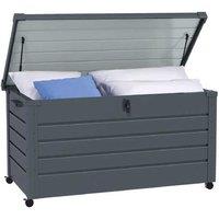 311L Galvanised Steel Lockable Garden Storage Box with Wheels - Weatherproof Outdoor Storage Solution, Dark Grey