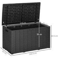 336L Extra Large Double Wall Outdoor Storage Box - Weather-Resistant Plastic - Black