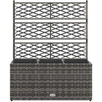33L Grey Rattan Planter with Trellis - Durable Outdoor Raised Bed, 84x30x107cm