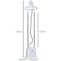 Upright Clothes Steamer - 6 Steam Settings, 1.7L Tank, 45min Continuous - White Laundry Appliance