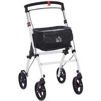 Ergonomic Upright Walker with Seat, Tray & Storage Bag - Adjustable Height, Aluminium Frame, 4-Wheel Mobility Aid