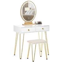 Contemporary Vanity Table Set - MDF, Storage Drawers, Stool - Modern Dressing Table for Living Room
