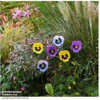 Weather-Resistant Metal Pansy Garden Ornament Stakes - Hand-Painted Outdoor Decor