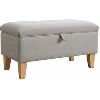 Linen Upholstered Storage Ottoman Footstool