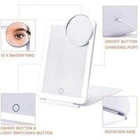 3-Colour LED Folding Makeup Mirror with 10X Magnification - Portable, Adjustable, Travel-Friendly