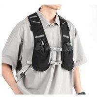 Unisex Black Lightweight Breathable Running Vest with Multi Pockets & Reflective Strips - Sporty Outdoor Jacket