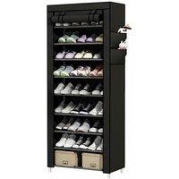Modern 10-Tier Shoe Cabinet with Roll-Up Door - Side Storage Pockets & Spacious Design