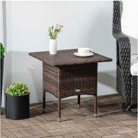 Mixed Brown Rattan Side Table - Weather-Resistant Woven Top, Steel Frame, Outdoor Garden Furniture