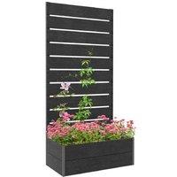 34 x 69.5cm Raised Garden Planter Box with Trellis - Black