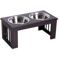 Stainless Steel Elevated Dog Feeder - Non-Slip, Easy-Clean, 58cm Large, Brown