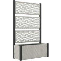 Large Grey Raised Planter Box with Trellis & Liner - 148cm Tall