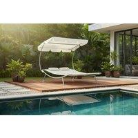 Modern Double Hammock Bed with Weather-Resistant Steel Frame & Adjustable Canopy - 2-Seater Outdoor Lounger