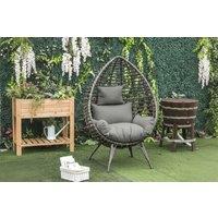 Grey Rattan Egg Chair - Weather-Resistant Outdoor Lounge with Thick Cushions, Metal Frame, 160kg Capacity