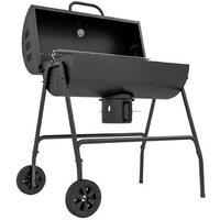 Charcoal Barrel BBQ Grill Trolley - Portable Outdoor Cooking, Black