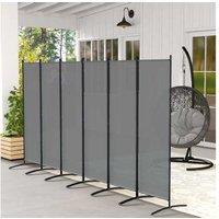6-Panel Garden Privacy Screen - Dark Grey Outdoor Decor, Weather-Resistant Metal Frame