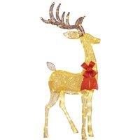 LED Christmas Reindeer Garden Decoration - Pre-Lit Gold Outdoor & Indoor Festive Display, 137 Warm White LEDs