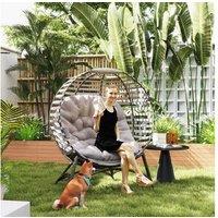 Foldable Steel Egg Chair with Cushion & Side Pocket - Single Seater Garden Lounge