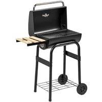 Charcoal BBQ Grill Trolley with Shelves & Wheels - Portable Outdoor Cooking Station