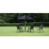 6-Seater Foldable Bistro Dining Set - Texteline Black, Outdoor Garden Furniture