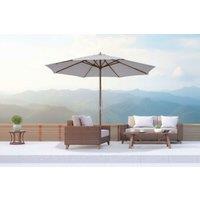 3m Cream White Bamboo Garden Parasol - Weather-Resistant Patio Sun Umbrella