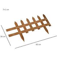 12pc Rustic Wooden Garden Border Fence Set - Outdoor Lawn & Flowerbed Edging Decor