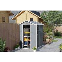 4x6ft Weather-Resistant Plastic Garden Shed with Lock, Floor & Window - Grey