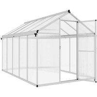 6x10ft Polycarbonate Walk-in Greenhouse Storage Shed with Door & Rain Gutters - Weatherproof Aluminium Frame