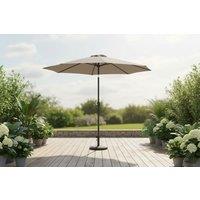 3m Steel Tilt Patio Umbrella - Weather-Resistant, Crank Handle, Large Sun Shade - Light Grey