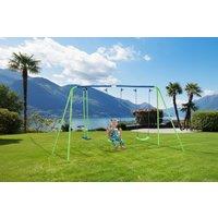 Adjustable Metal Outdoor Swing & Seesaw Set - 4-Seater, Weather-Resistant, Green Frame