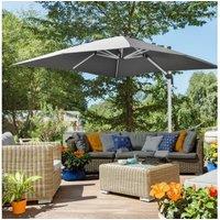 3m Square Aluminium Cantilever Parasol with Base - Weather-Resistant, Modern Grey Outdoor Shade