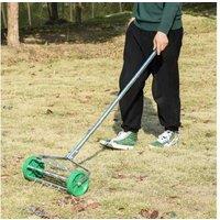 Heavy-Duty Metal Lawn Aerator Roller with 5 Spikes - Adjustable Handle, 425mm Width