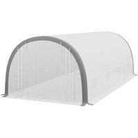 6x3m Walk-In Polytunnel Greenhouse Storage Shed - Galvanised Steel Frame, Weatherproof Cover, Mesh Door - White
