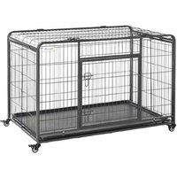 Heavy-Duty Foldable Dog Crate with Tray, Lockable Wheels & Large Door - For Medium to Extra-Large Breeds