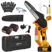 8" Cordless Electric Chainsaw with Brushless Motor & 2 x 4Ah Batteries - High-Speed, Safety-Enhanced Pruning Tool (Orange)