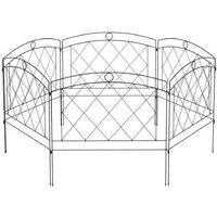 6pc Black Metal Garden Fence Panels - Decorative Outdoor Border, Weather-Resistant Patio Accessory