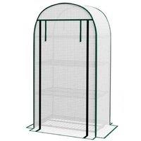 80x49x160cm Mini Walk-In Greenhouse with Metal Shelves & UV-Resistant PE Cover - Weatherproof Storage Solution, White