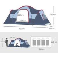 5/6 Person Lightweight Family Camping Tent - Blue, Steel & Fibreglass Frame
