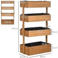 4-Tier Vertical Fir Raised Garden Bed Planter - 142cm Tall