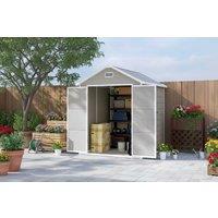 Plastic Garden Storage Shed with Floor, Window, Lock & Vents - Wood-Effect, Weather-Resistant