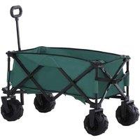 Folding Metal Frame Garden Utility Cart - Green Outdoor Patio Accessory