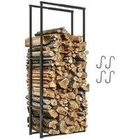 Adjustable Heavy-Duty Metal Firewood Log Holder Rack - 100kg Capacity, Powder-Coated Steel, 40-150cm Expandable