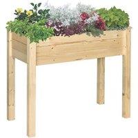 Fir Wood Raised Planter Box - Oak Tone, Rectangular Garden Bed
