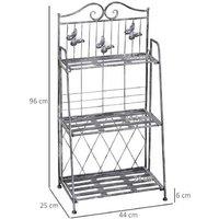 3-Tier Metal Plant Stand - Silver/Grey, 96cm Tall, Indoor/Outdoor