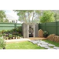 6.5x4ft Galvanised Steel Garden Storage Shed with Sliding Doors & Base - Weather-Resistant Outdoor Unit